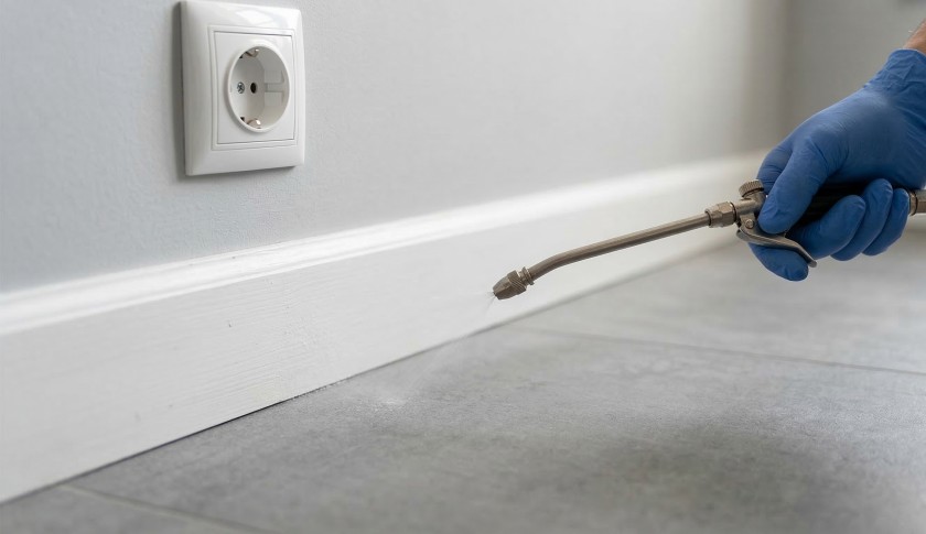 Обработка плинтуса инсектицидом