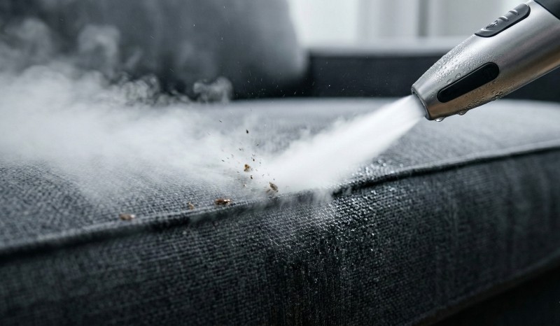 Обработка парагенератором дивана от постельных клопов