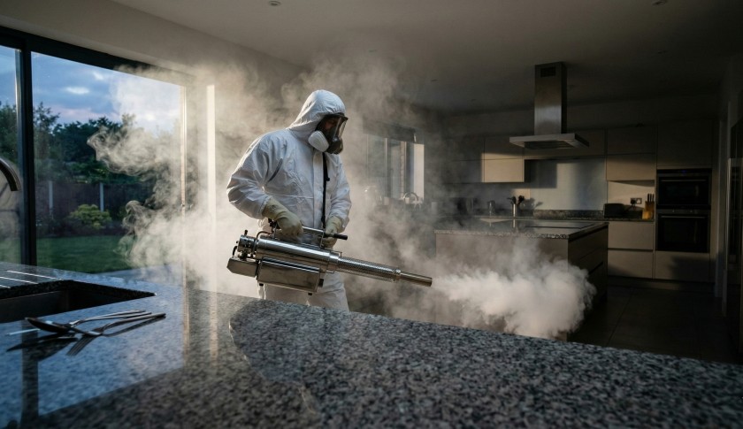 Обработка горячим туманом кухни частного дома